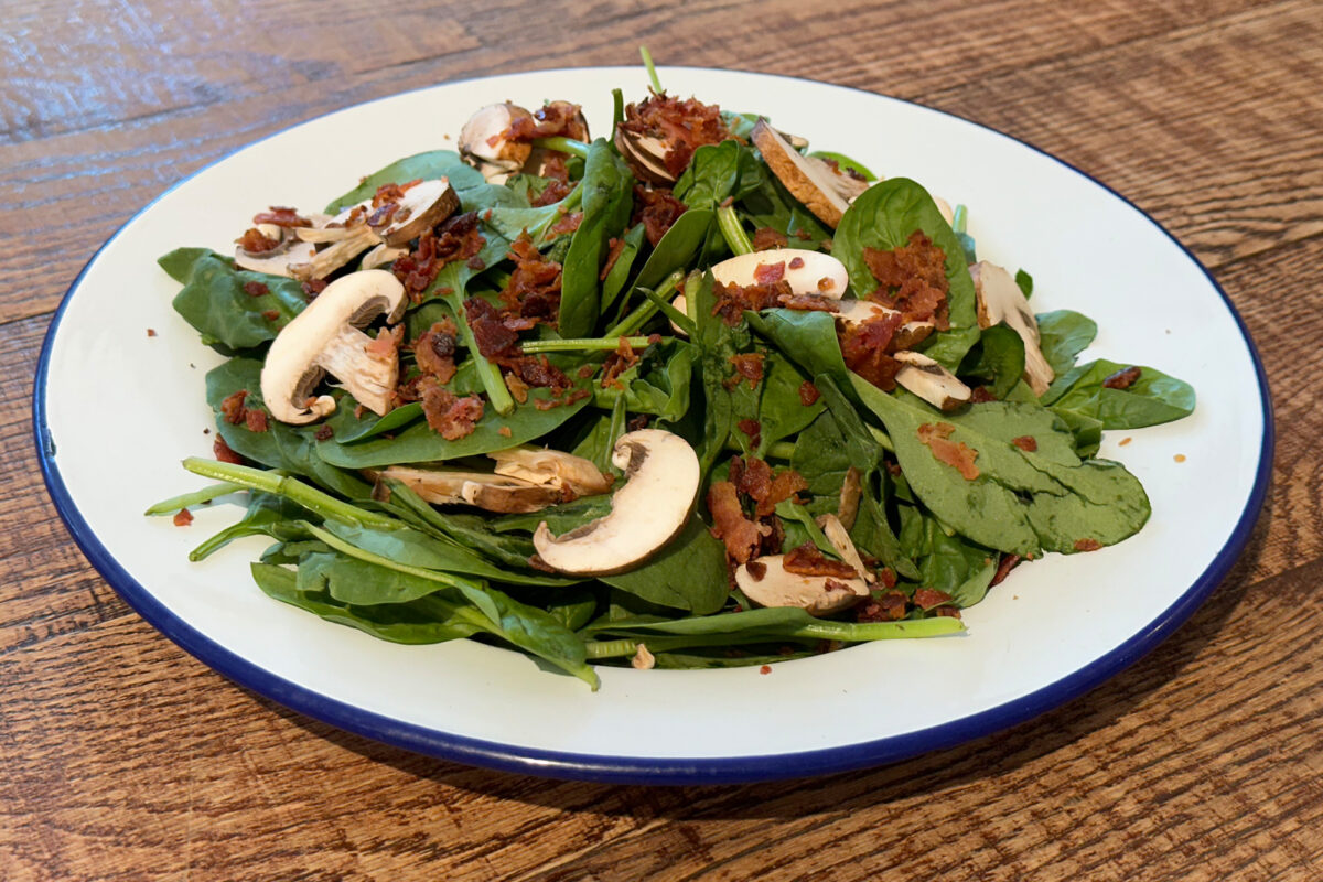 BABY SPINACH, MUSHROOM & BACON SALAD